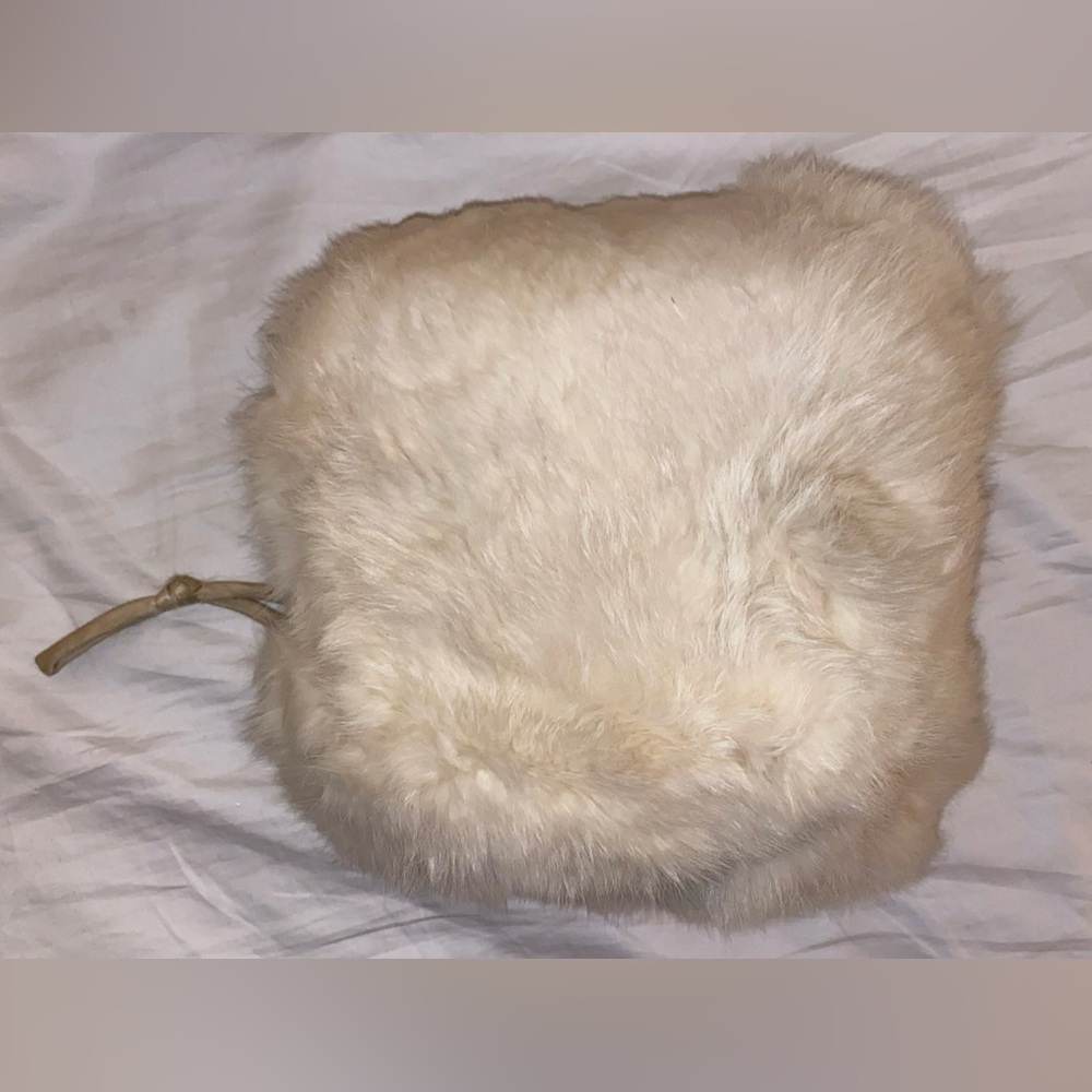Authentic 1950s Cream Rabbit Fur Muff Hand Warmer